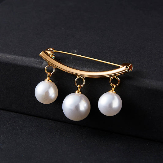 Elegant Fashion Pearls Brooch Pins For Women Fixed Straps Charm Safe Pin Brooches Clothing Clip Badge Dress Buckle Diy Jewelry