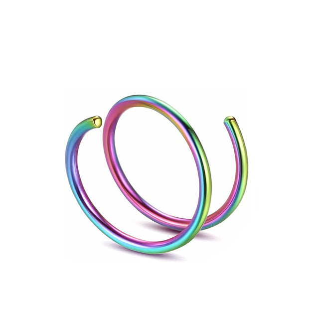 Stainless Steel Double Nose Ring Spiral Septum & Cartilage Hoop