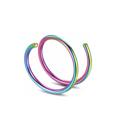 Stainless Steel Double Nose Ring Spiral Septum & Cartilage Hoop