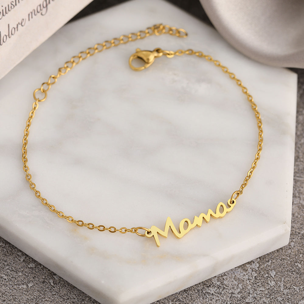 Stainless Steel Mama Letter Bracelet Fashion Charm Jewelry for Women