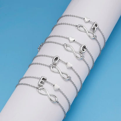 Bohemia A-S Letter Silver Anklet Heart Beach Foot Jewelry for Women