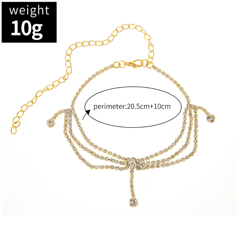 Tassel Cubic Zirconia Chain Anklet Silver Beach & Fashion Foot Jewelry for Women