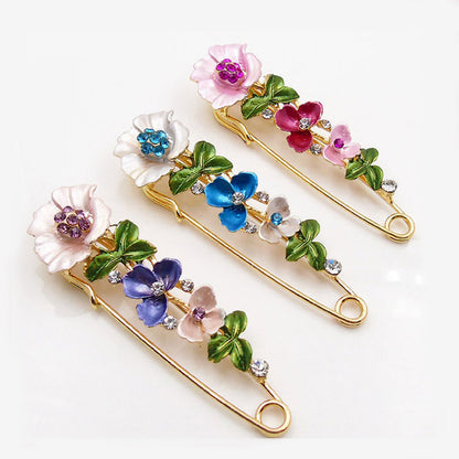 Elegant Flower Rhinestone Brooch Pin for Women