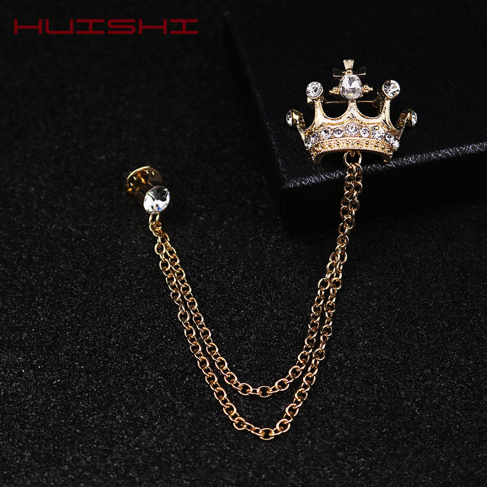 Crown Brooch Korean British Style Tassel Lapel Pin Wedding Banquet