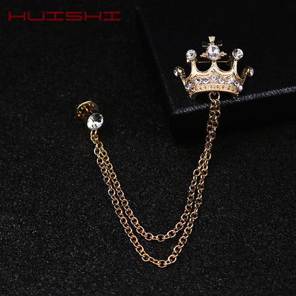 Crown Brooch Korean British Style Tassel Lapel Pin Wedding Banquet