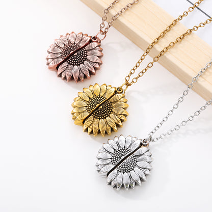 Sunflower Necklaces For Women Stainless Steel Open Locket You are My Sunshine Sunflower Necklace Birthday Party Jewelry Gift BFF