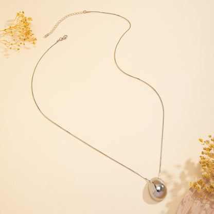 Long Chain Necklace with Elliptical Ball Pendant for Women