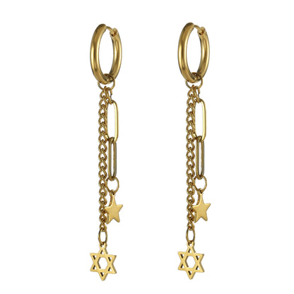 Star of David Drop Earrings Stainless Steel Hexagram Jewelry for Women