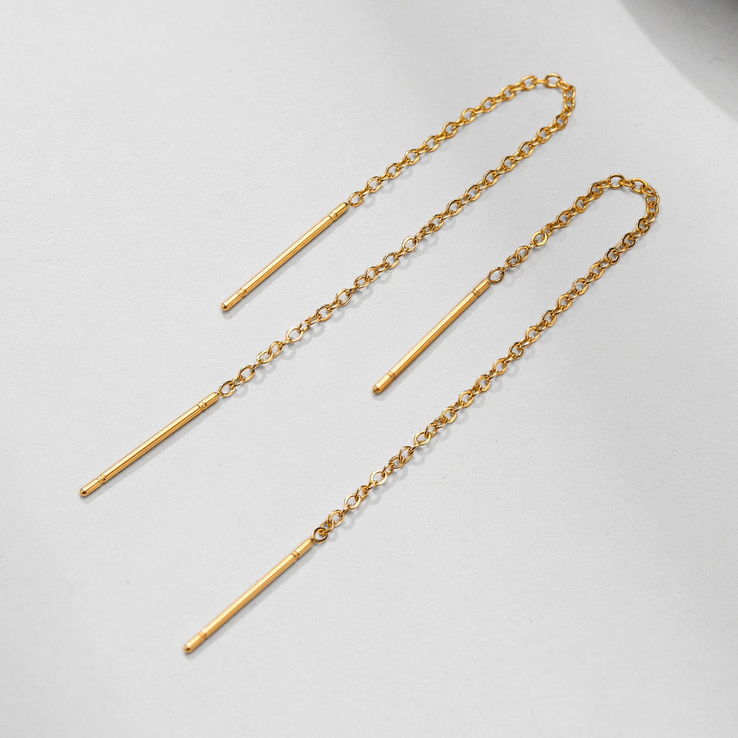 Long Threader Earrings for Women, Thin Linear Earring,Stainless Steel Chain Drop Ear Line , Fashion Korean Jewelry