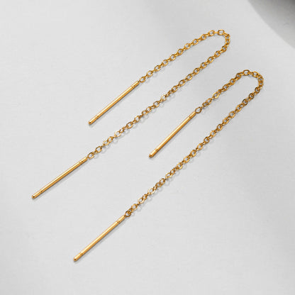 Long Threader Earrings for Women, Thin Linear Earring,Stainless Steel Chain Drop Ear Line , Fashion Korean Jewelry