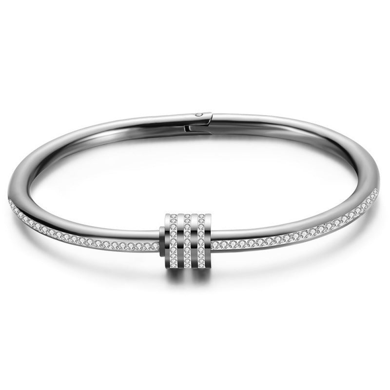 Gold-Plated Stainless Steel Wrap Bangle Luxury Handmade Crystal Bracelet