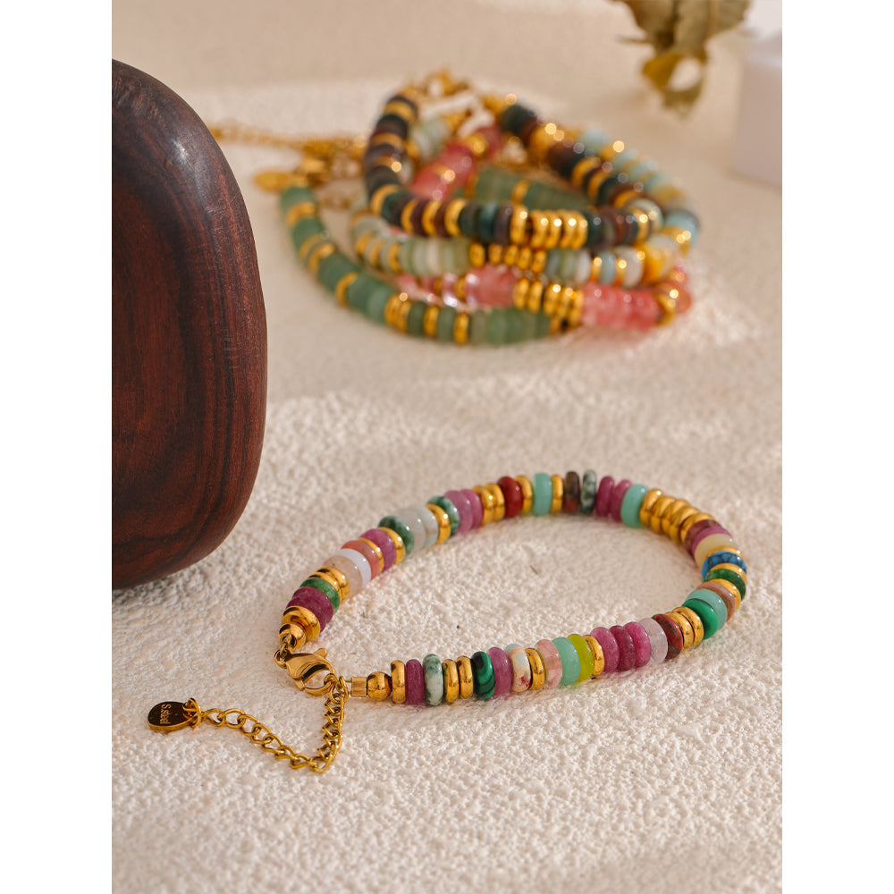 Handmade Colorful Stone Beads Bracelet Waterproof Y2K Trend Jewelry