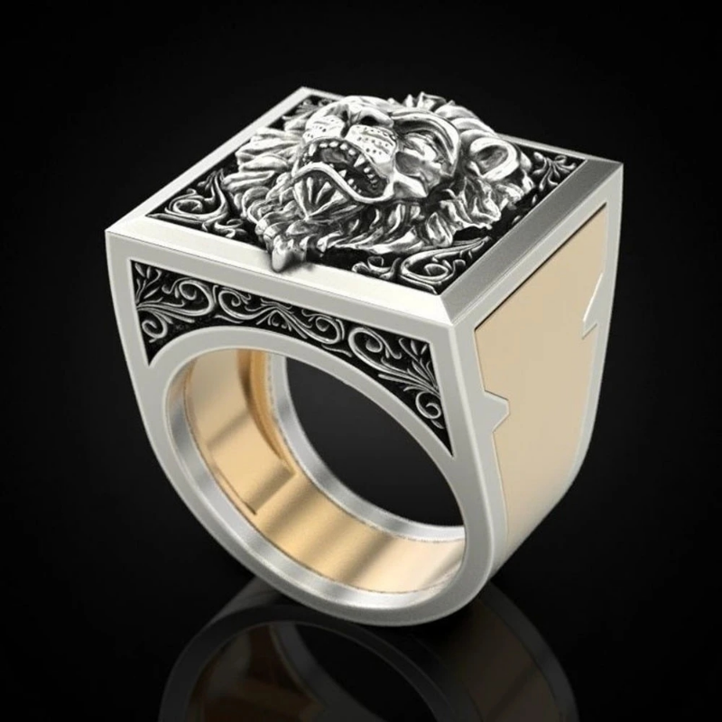 Punk Lion Head Men’s Ring Creative Statement Jewelry for Friendship