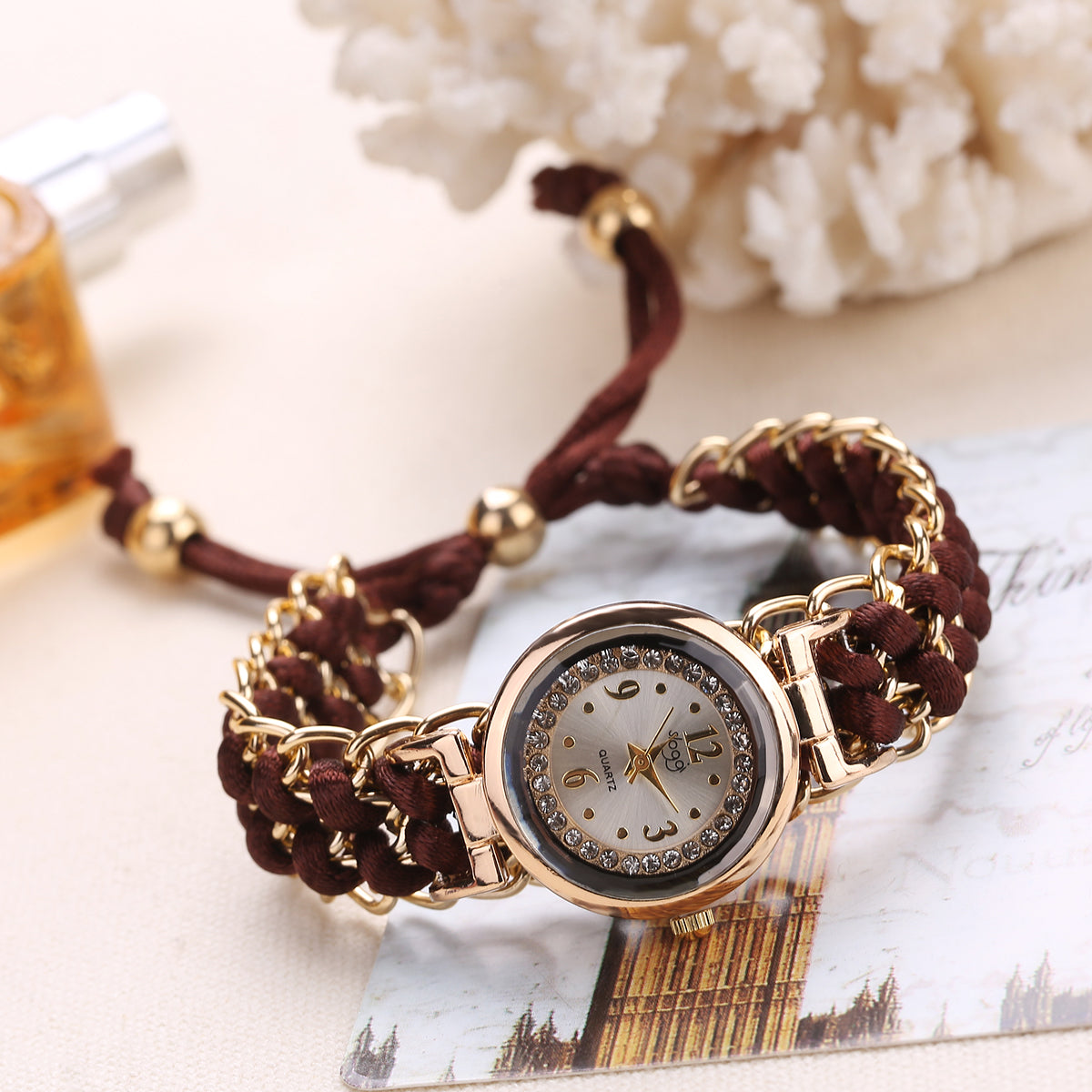 Personalized DIY Rhinestone Women's Bracelet Quartz Retractable Watch