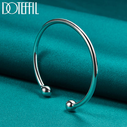 DOTEFFIL 925 Silver 4mm Bead Bracelet Bangle for Men and Women