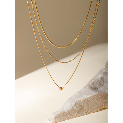 18K PVD Minimalist Light Cozy Stainless Steel Three Layer Y Shaped Necklace Chain Trendy Women Premium Jewelry Bijoux