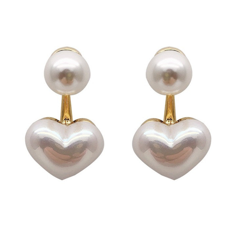 Heart & Round Pearl Stud Earrings Elegant Women’s Wedding Jewelry
