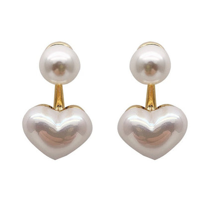 Heart & Round Pearl Stud Earrings Elegant Women’s Wedding Jewelry