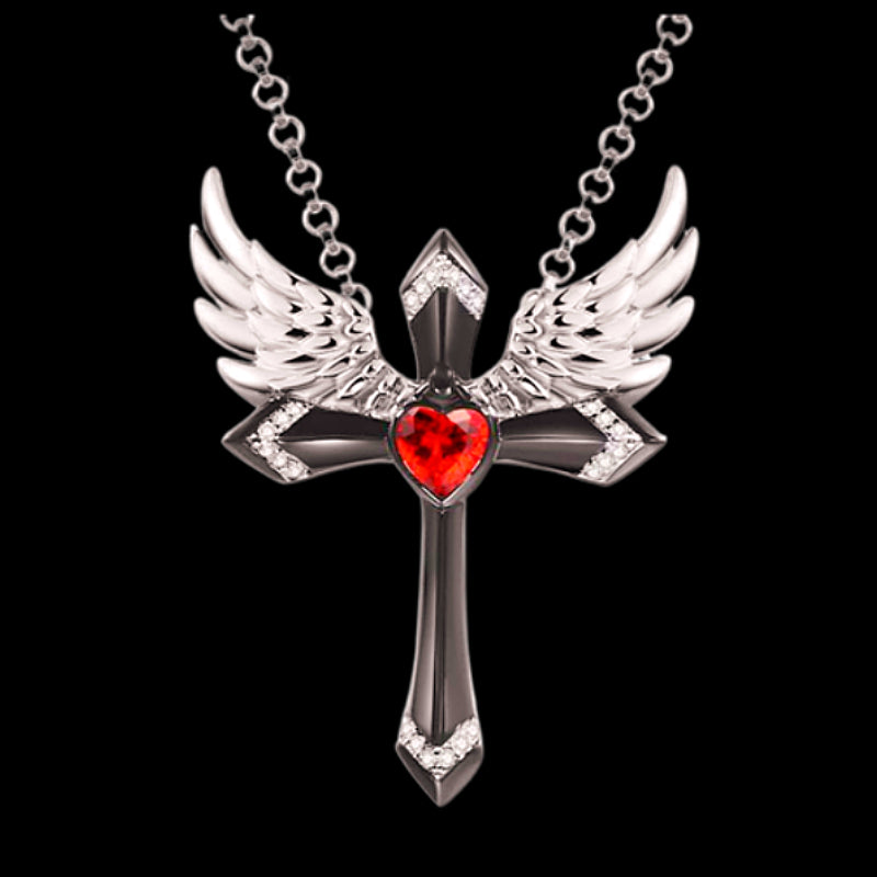 Classic Angel Wings Pendant Necklace with Cross for Women Jewelry Gift