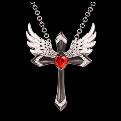 Classic Angel Wings Pendant Necklace with Cross for Women Jewelry Gift