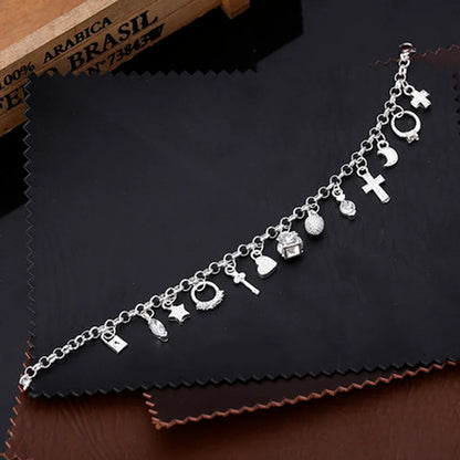 925 Sterling Silver Charm Bracelet 13 Pendant Chain Jewelry for Women