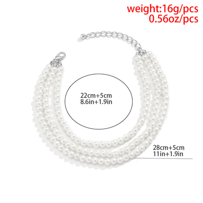 Ingemark Multilayer Tassel Pearl Anklet for Women Foot Party Jewelry
