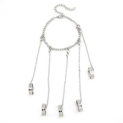 Geometric Silver Color Wrist Bracelet for Men Women Punk Ring Chain Charm Set Fashion Couple Jewelry Gifts Pulsera Mujer