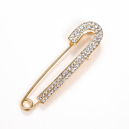 Large Safety Pin Brooch Vintage Crystal Rhinestone Pin for Women