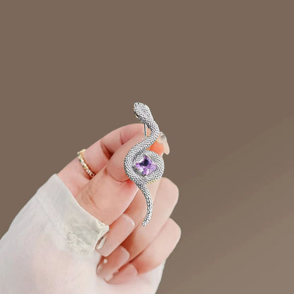 Luxury Rhinestone Snake Brooch Alloy Crystal Animal Pin for Women
