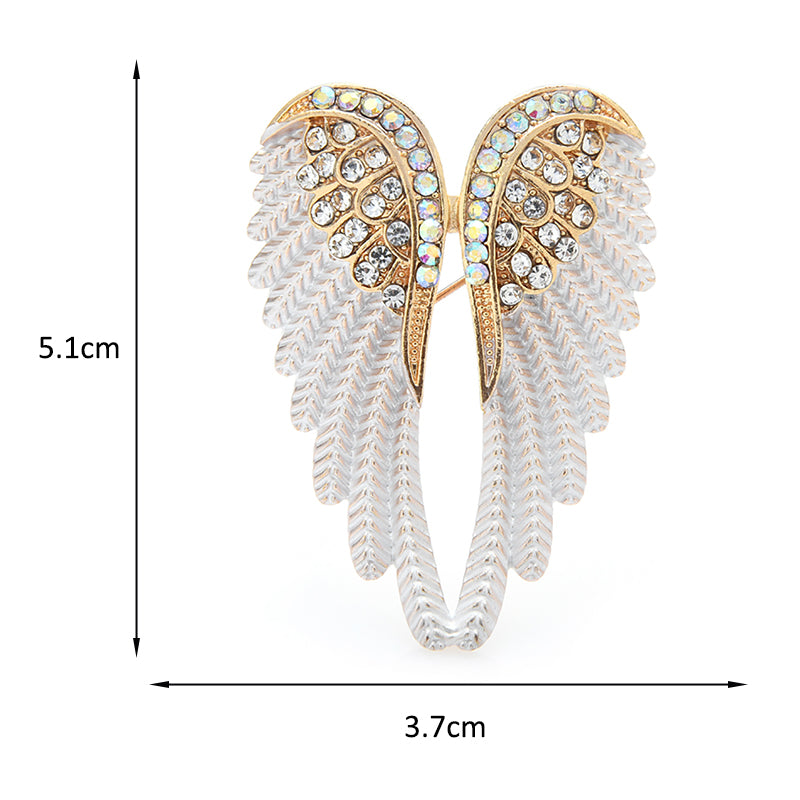 Wuli&Baby Rhinestone Angel Wings Brooch Pin 4 Colors