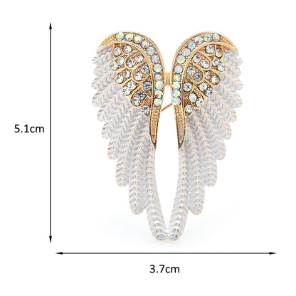 Wuli&Baby Rhinestone Angel Wings Brooch Pin 4 Colors
