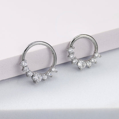 Zircon Hinged Nose Ring Stainless Steel Septum & Hoop Piercing