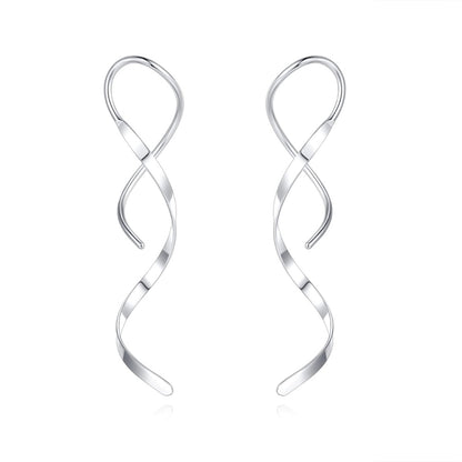 Simple Spiral Threader Earrings Irregular Helix Wave Curve Ear Line Cuff Stainless Steel Dangling Earring Women Fashion Jewelry
