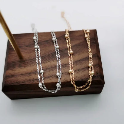Double Layer Beaded Bracelet Women’s Gold Chain Jewelry