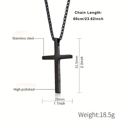 Bible Verse Cross Pendant Necklace Unisex Stainless Steel Jewelry