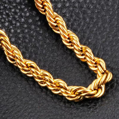 18K Gold 4mm Rope Chain Necklace 45-60cm Unisex Wedding Fashion Jewelry