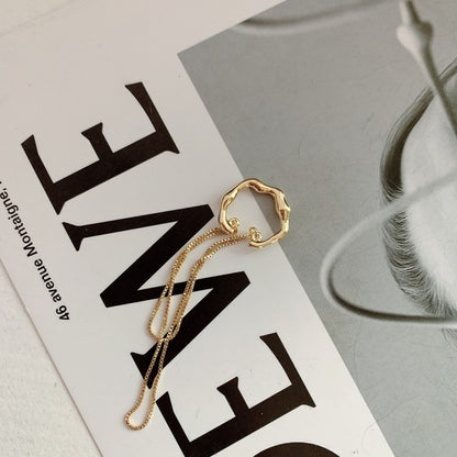 Goth Gold Silver Color Letter C Earcuff Tassel Chain Ear Cuff Fake Piercing Faux Earrings for Women Korean Fashion Clips Jewelry