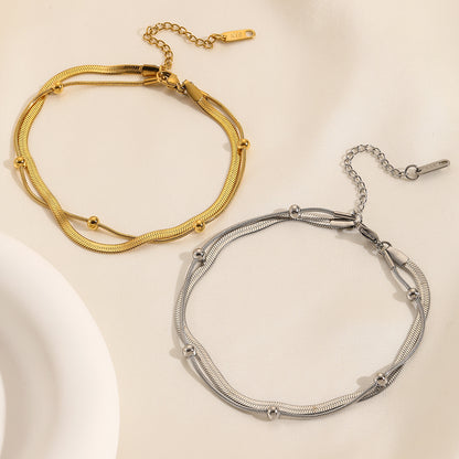 316L Stainless Steel Gold Anklet Double-Layer Leg Chain for Women
