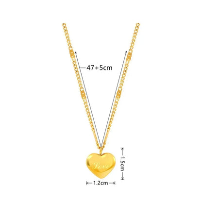 1pcs Gold-color Necklace Ms Simple Fashion Peach Heart Necklaces for women Engraved Love Collarbone Chain Holiday Jewelry Gifts
