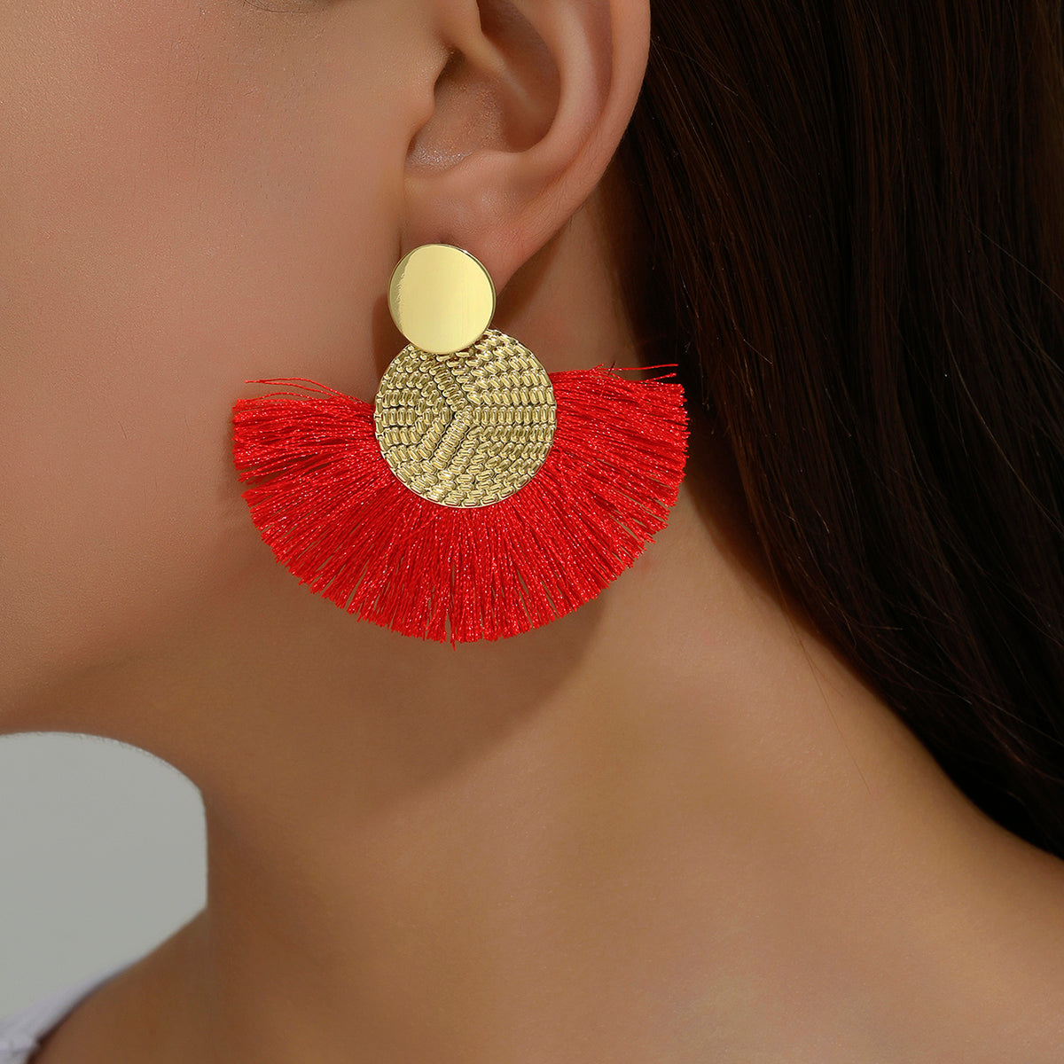 Bohemian White Tassel Earrings Big Fringe Drop Jewelry for Women