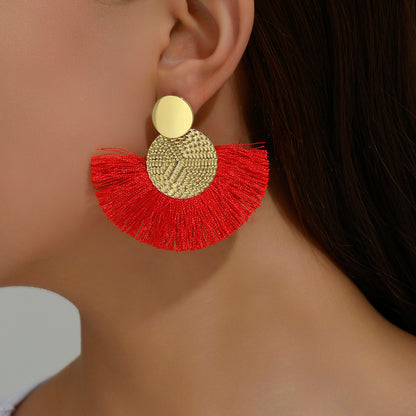 Bohemian White Tassel Earrings Big Fringe Drop Jewelry for Women