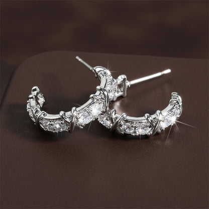 Hip Hop Round Hoop Earrings For Men Crystal Cubic Zirconia Fashion Versatile Male Jewelry Trend Circle Earring Gift