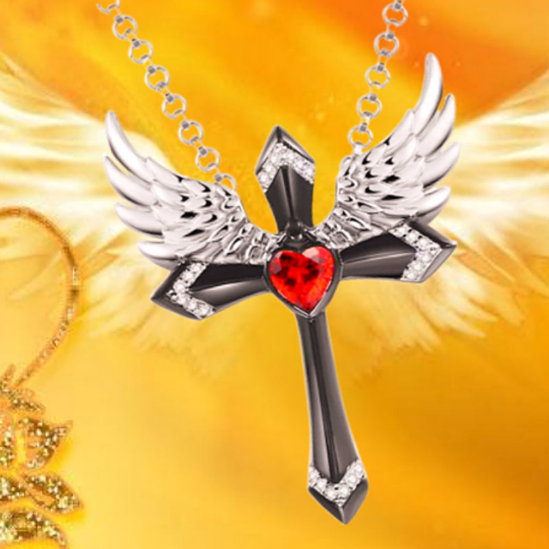 Classic Angel Wings Pendant Necklace with Cross for Women Jewelry Gift