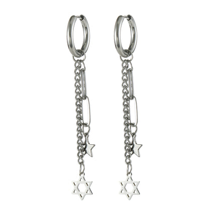 Star of David Drop Earrings Stainless Steel Hexagram Jewelry for Women