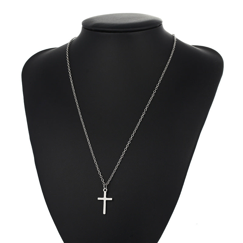 Fashion Christian Jesus Cross Necklaces Silver Color Long Chain Simple Pendants For Women Men Jewelry Gifts