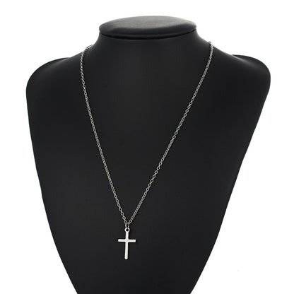 Fashion Christian Jesus Cross Necklaces Silver Color Long Chain Simple Pendants For Women Men Jewelry Gifts