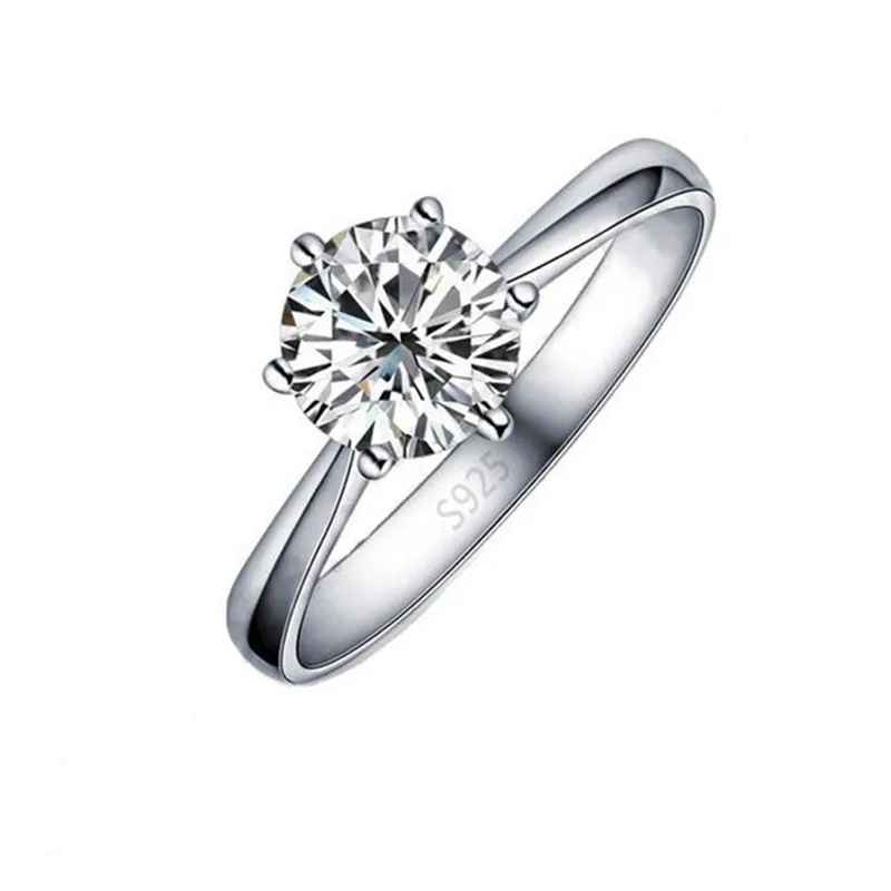 925 Sterling Silver Ring Crystal Cubic Zircon Wedding Jewelry