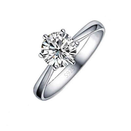 925 Sterling Silver Ring Crystal Cubic Zircon Wedding Jewelry