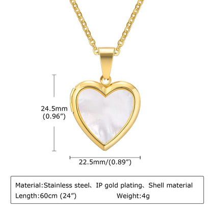 Vnox Women Locket Necklaces, Openable Heart Pendants, Stainless Steel Shell Photo Frame Necklace