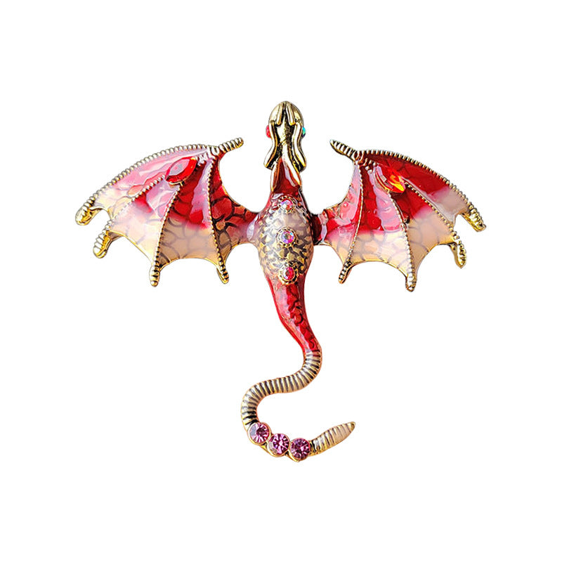 Enameled Dragon Brooch with Diamonds Custom Animal Pin Europe USA